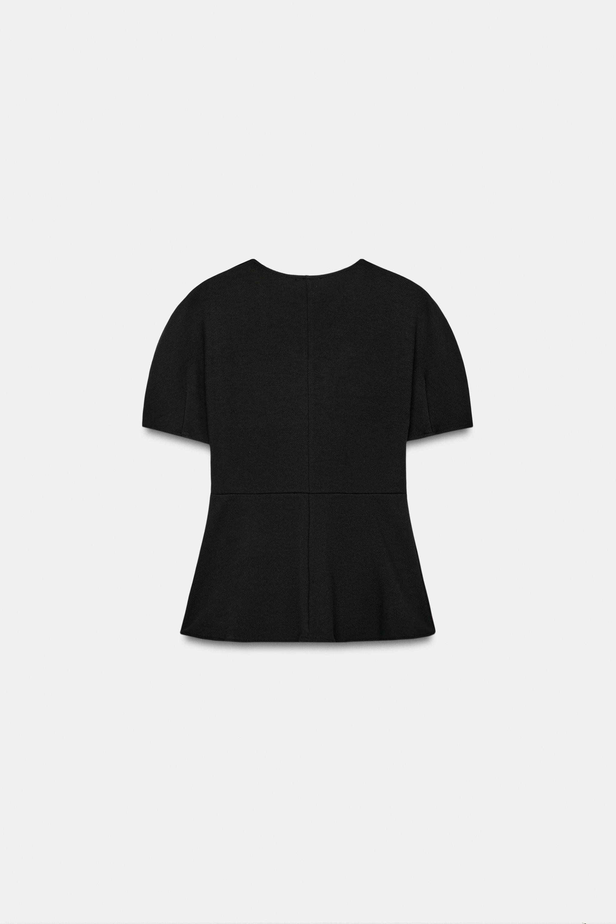 PUFF SLEEVE PEPLUM TOP